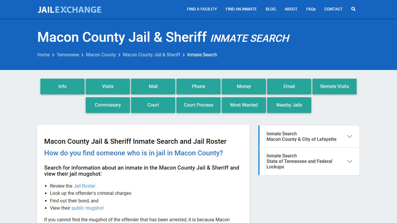 Inmate Search: Roster & Mugshots - Macon County Jail & Sheriff, TN